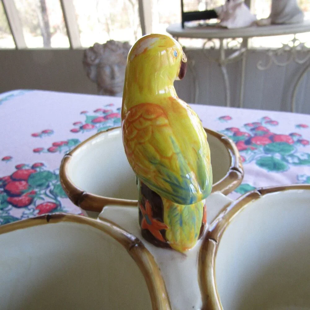 Global Home Parrot 3 Section Condiment Serving Bowl